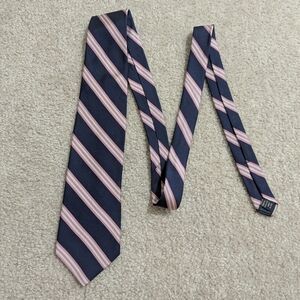 Brooks Brothers Makers Navy and Pink Striped Silk Tie